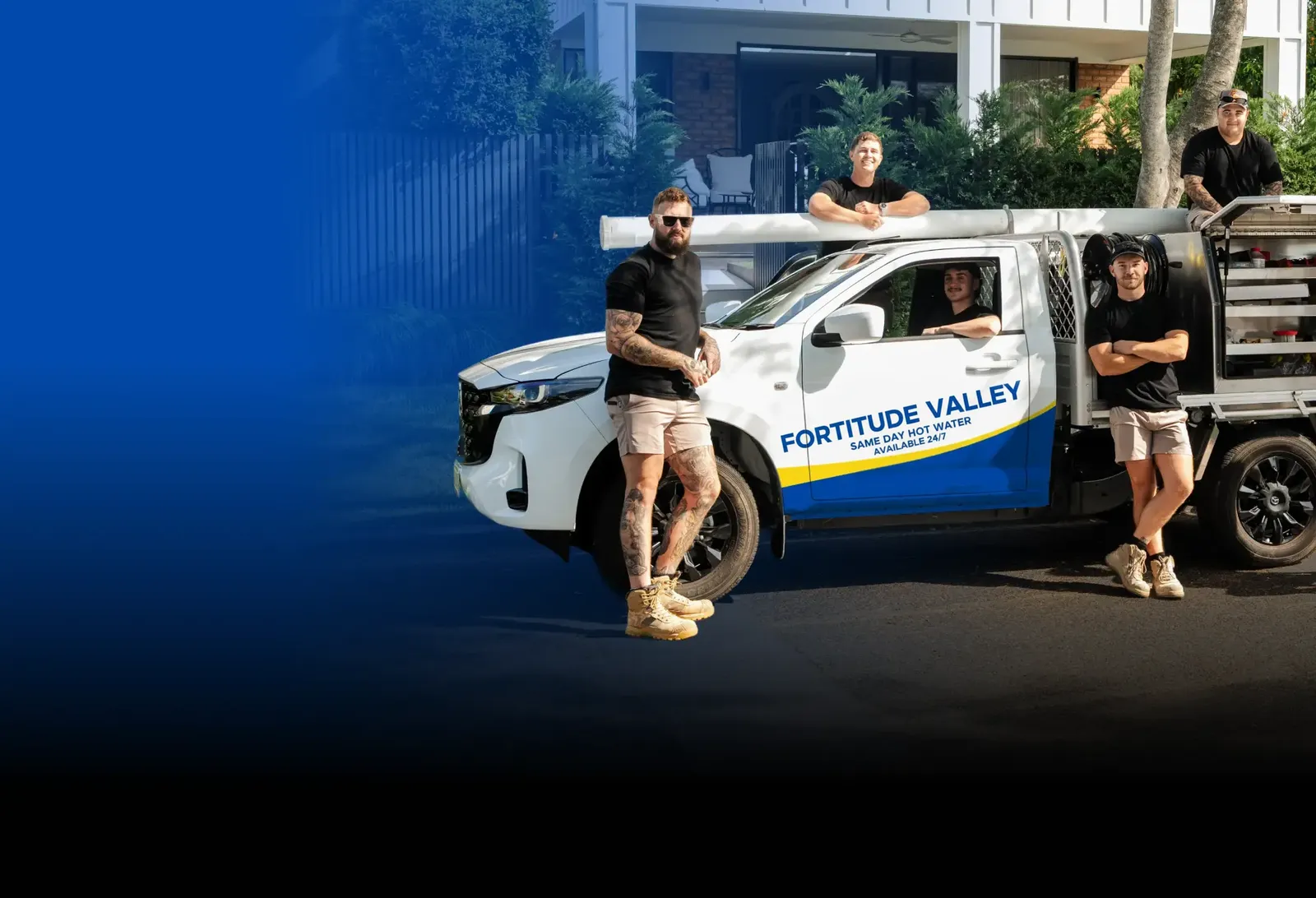 Fortitude Valley Same Day Hot Water team with the ute